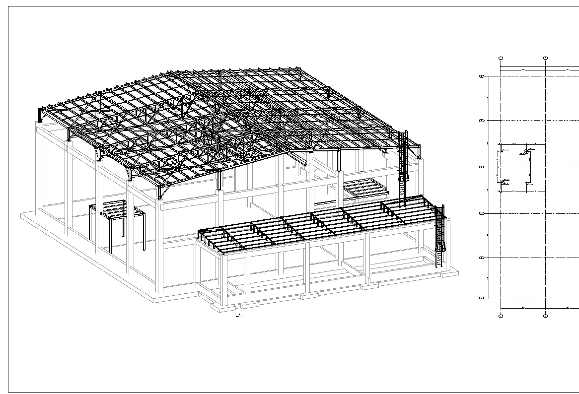 Detail preview of the 100-tonne industrial building drawing