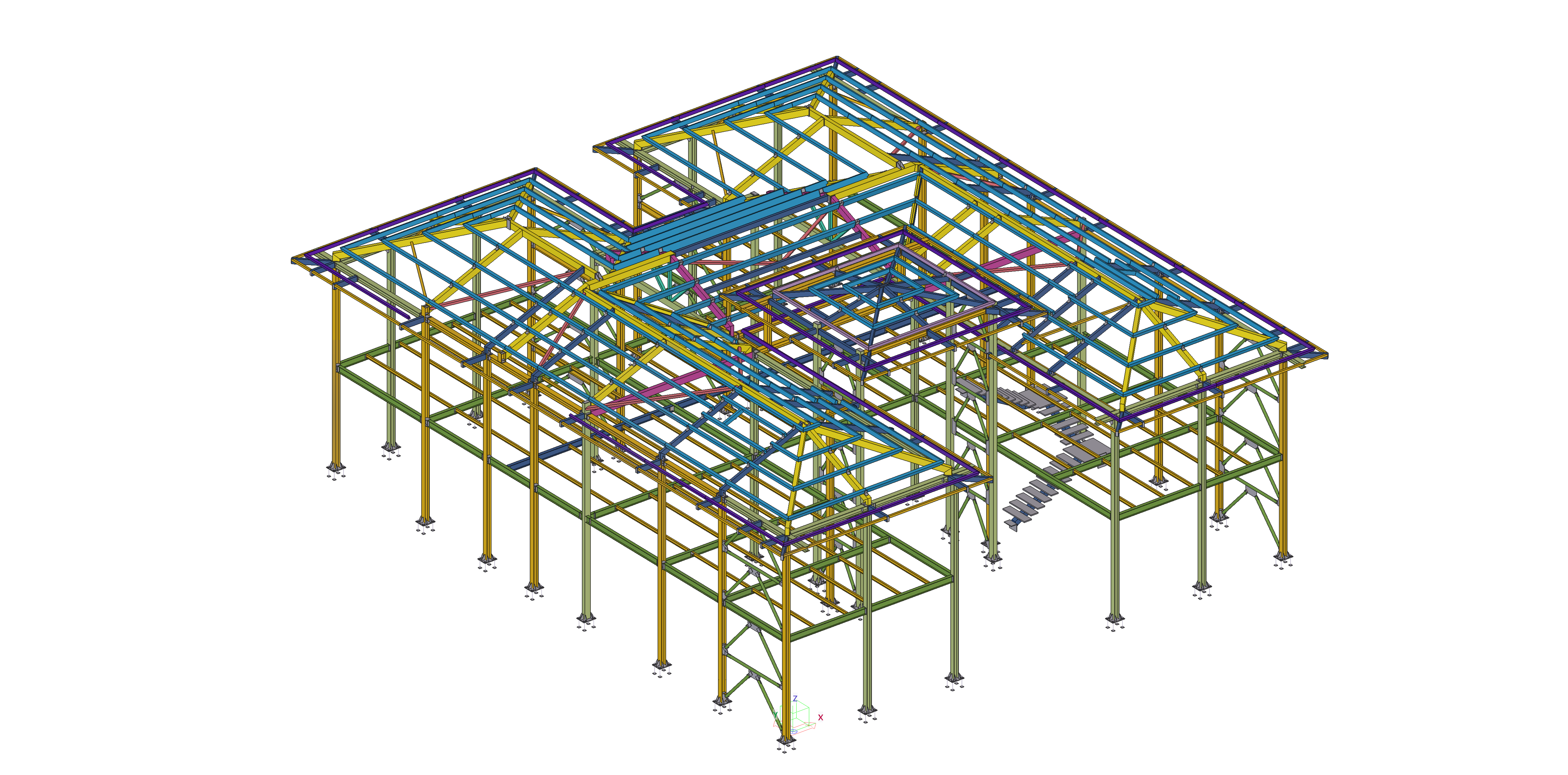 Steel frame structure — isometric overview